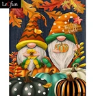 LeCfun осенние гномы, алмазная живопись, полностью квадратныекруглые алмазы, искусство вышивки крестиком, вышивка, Осенние тыквы, домашний декор