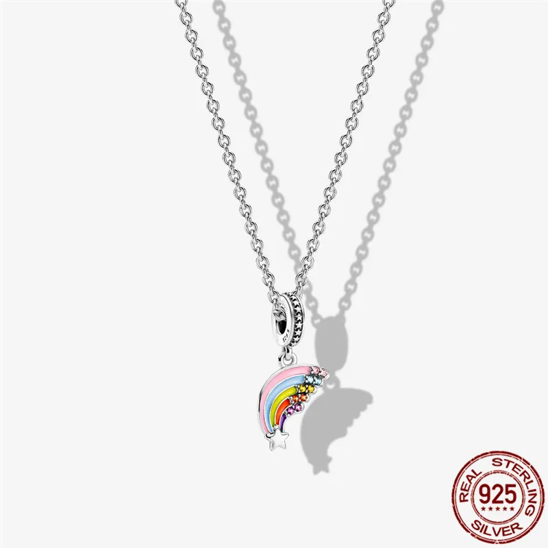 

100% реальные 925 стерлингового серебра-пачка цветов радуги, подрходит к оригиналу 3 мм браслет для женщин на день рождения модное ювелирное из...