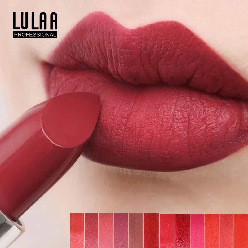 

12 Color Matte Lipstick Moisturizing long lasting Lip Balm red ruby rose Lip Gloss Makeup cosmetics
