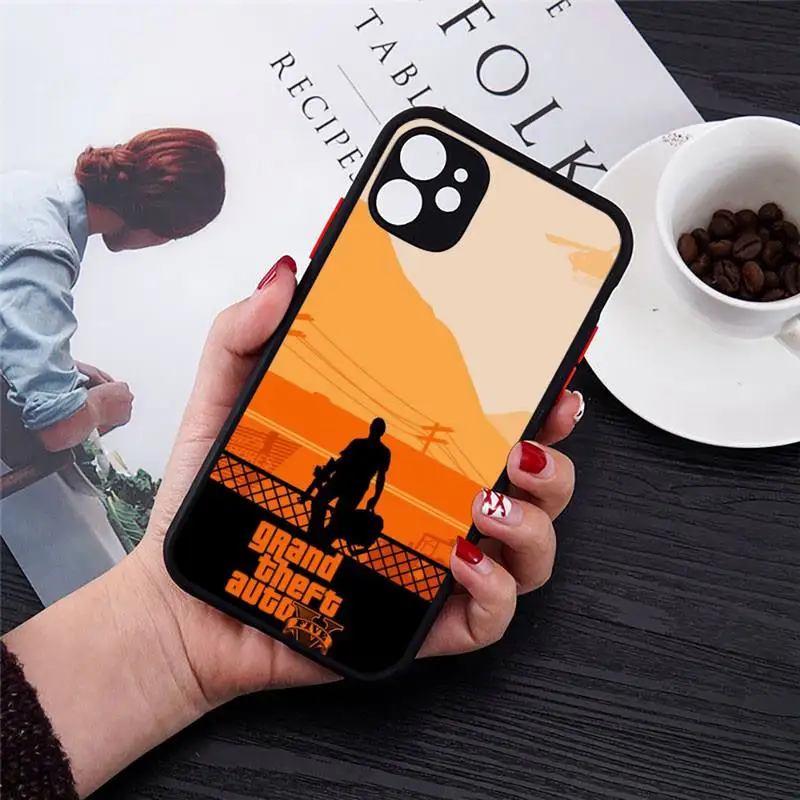 

Rockstar GTA 5 Grand Theft Phone Case Matte Transparent for iPhone 7 8 11 12 s mini pro X XS XR MAX Plus cover funda