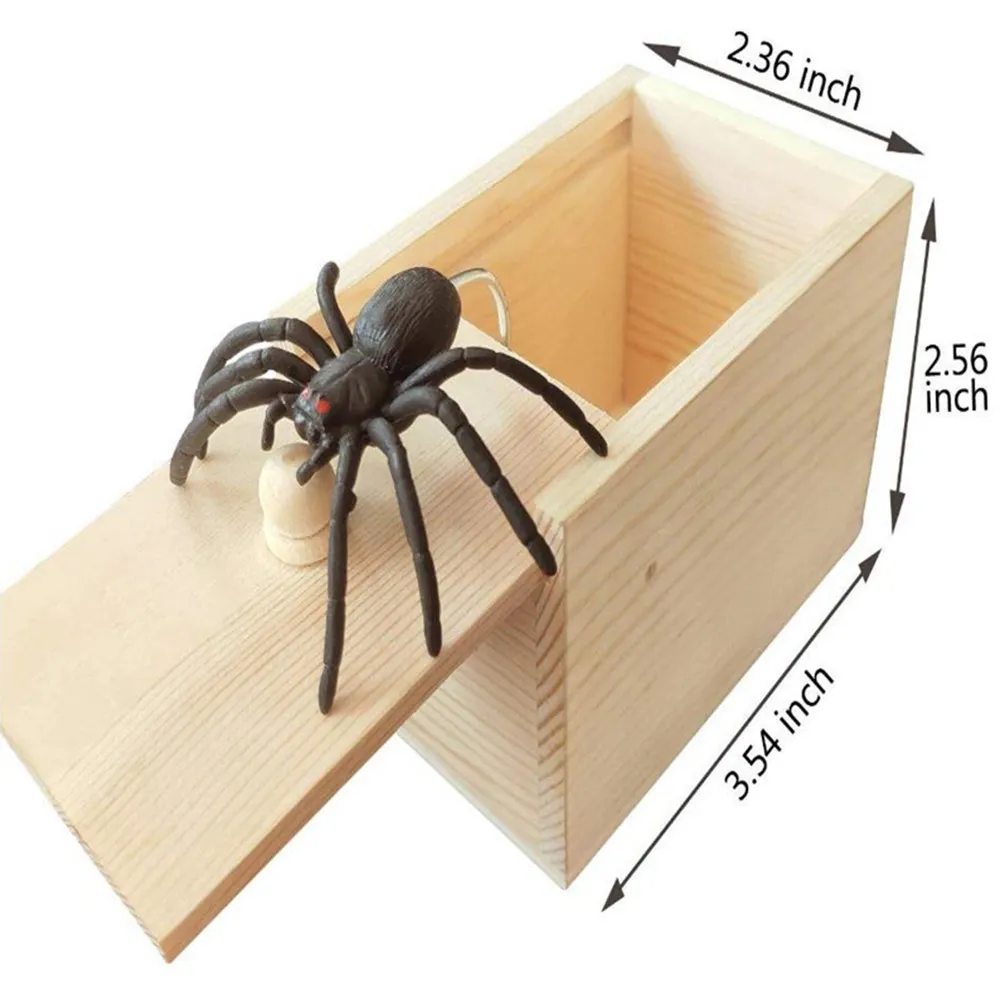 

Startled Horror Gag Game Toy Scare Wooden Handmade Box Prank Spider Boxes Spoof Toy Trick Joke Toys Funny April Fool's Day Gift
