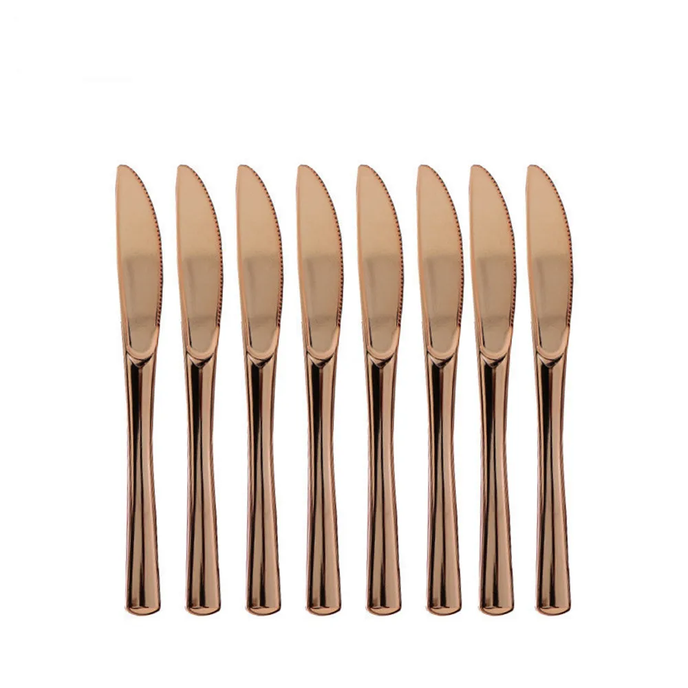 

8pcs/Bag Birthday Party Disposable Tableware Knife Gilding Rose Gold Knife Party Decor Kid Baby Party Supplies