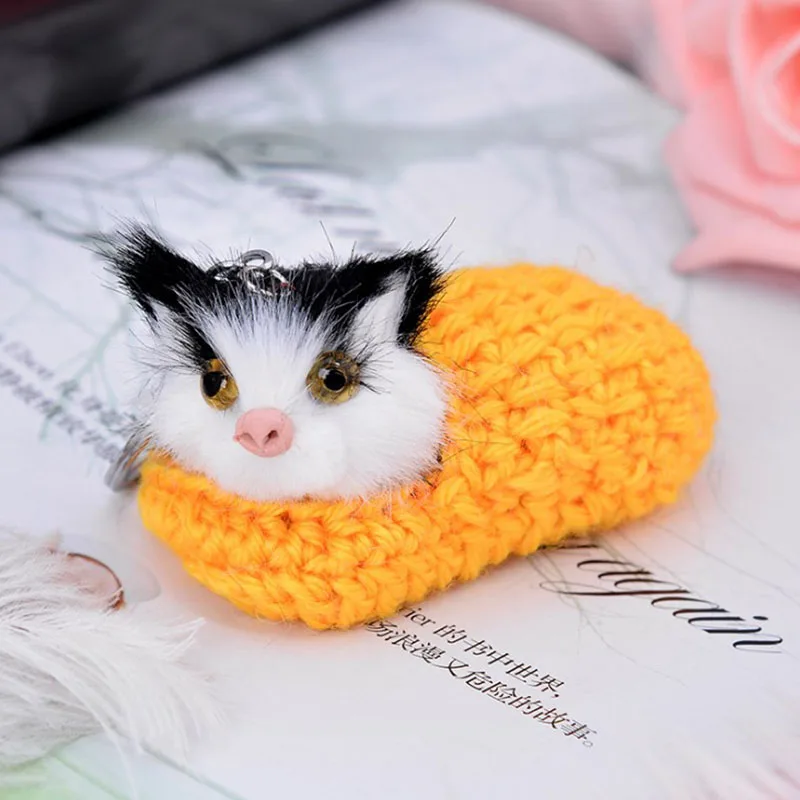 Милые милые брелоки с помпоном в виде спящего кота для женщин и девушек брелок