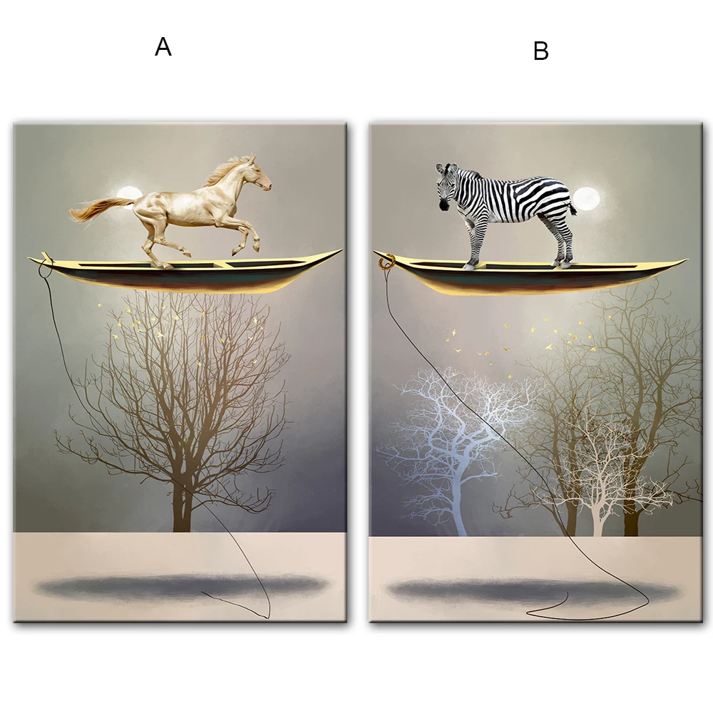 Лодка стоящая на лодки картины стену печать холсте абстрактные животные
