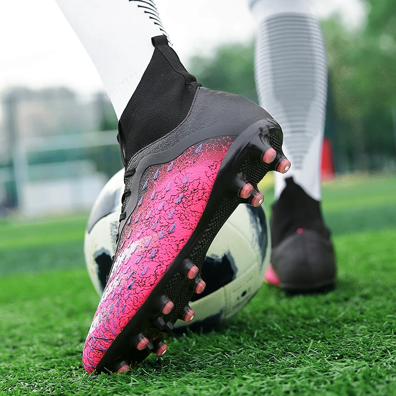 Ankle High Elastic Sock Football Shoes Traing Soccer Footwear with Spikes for Men Women Grass Cleats Anti-skip Football Sneakers