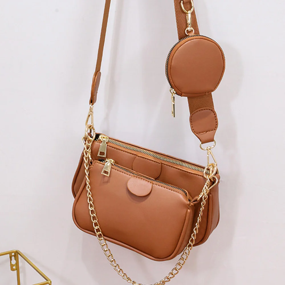 

Luseai Fashion Solid Color PU Leather Shoulder Messenger Casual Crossbody Women Handbags Tote Bag 3 Sets Evening Clutch Purse