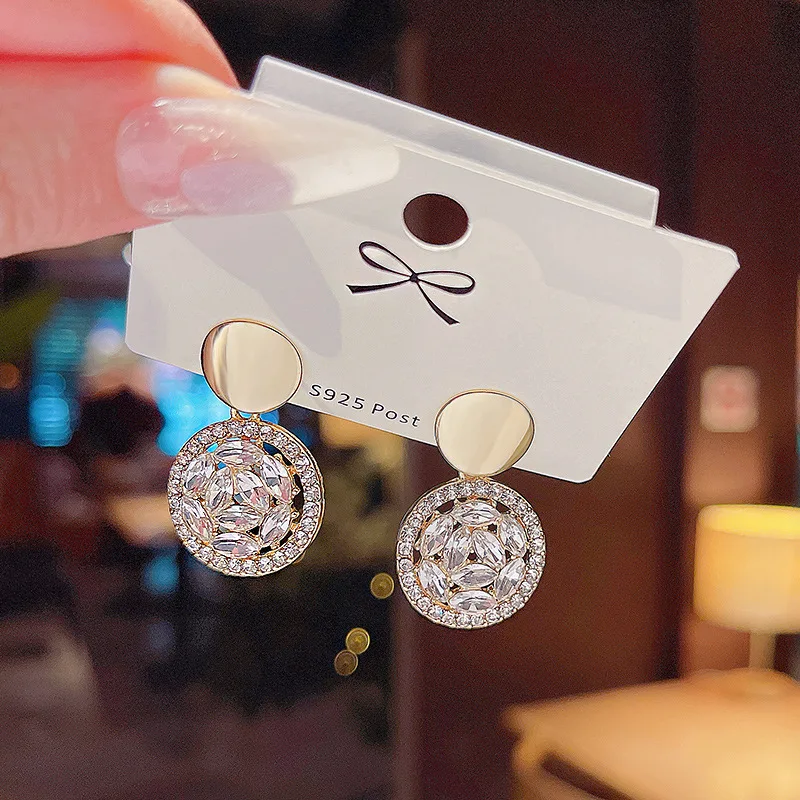 Серьги-подвески женские из серебра 925 пробы с цирконами и блестками - купить по