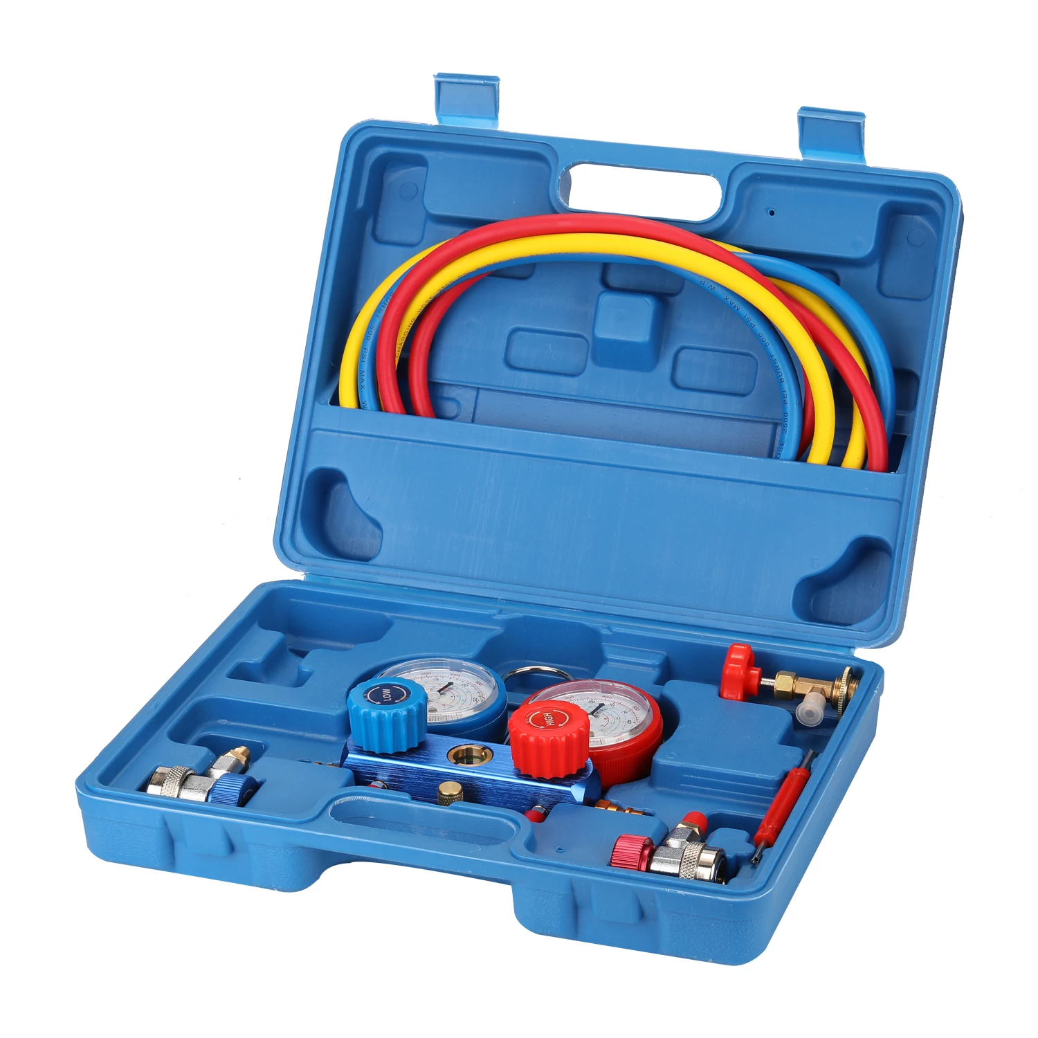 

YS-025 Manifold Dual Gauges Set Refrigeration Equipment Pressure Measuring Tool Kit with 3 Recharge Hoses