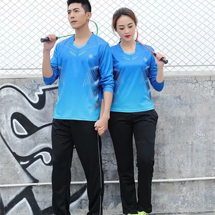 High Quality Women& Men Long Sleeve Tennis Shirts Pants Tracksuits Autumn Badminton Set Table Tennis Uniform Sports Kit Custom