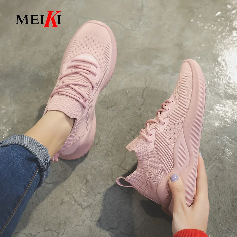 MEIKI/2019 г. Летняя женская повседневная обувь белые кроссовки из флока на платформе