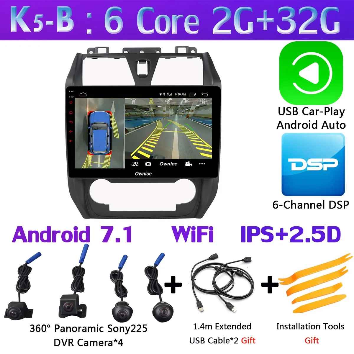 K5-B-CarPlay Ownice 10," K1 K3 K5 K6 автомобильный dvd-плеер для Geely Emgrand EC7 EC715 EC7-RV EC718 2012- радио gps CarPlay DSP 360 ° панорамный - Цвет: K5-B-CarPlay