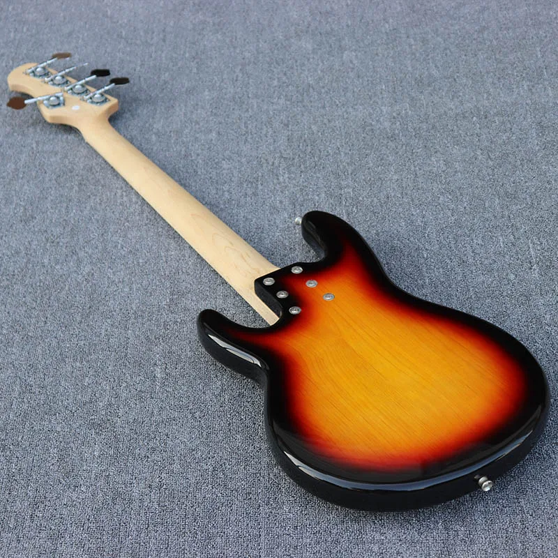 Sunburst Цвет 5 струнная электрическая бас-гитара глянцевый полный корпус из красного дерева болт на бас-гитаре ra