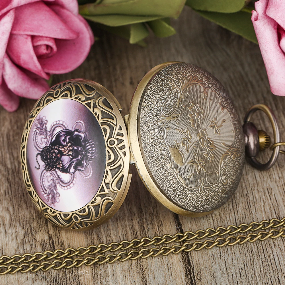 

Retro Quartz Pocket Watch Bronze Flip Pocket Watches Nice White Arabic Numerals Big Dial Pendant Necklace Clock Kids Gifts 2019