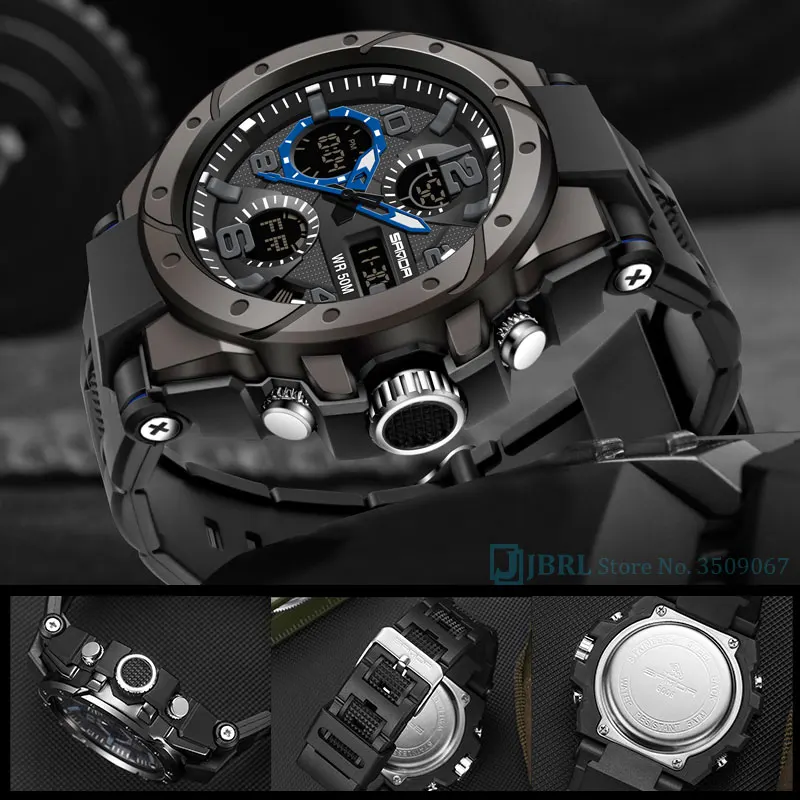 Часы наручные мужские спортивные в стиле милитари брендовые водонепроницаемые