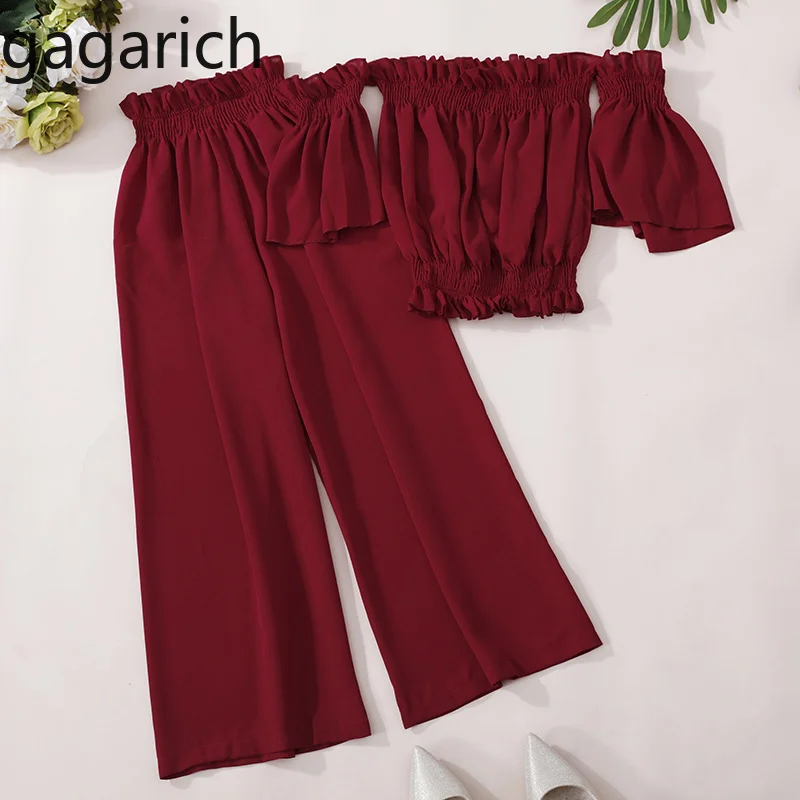 Женский комплект из двух предметов Gagarich Стрейчевые однотонные брюки с вырезом