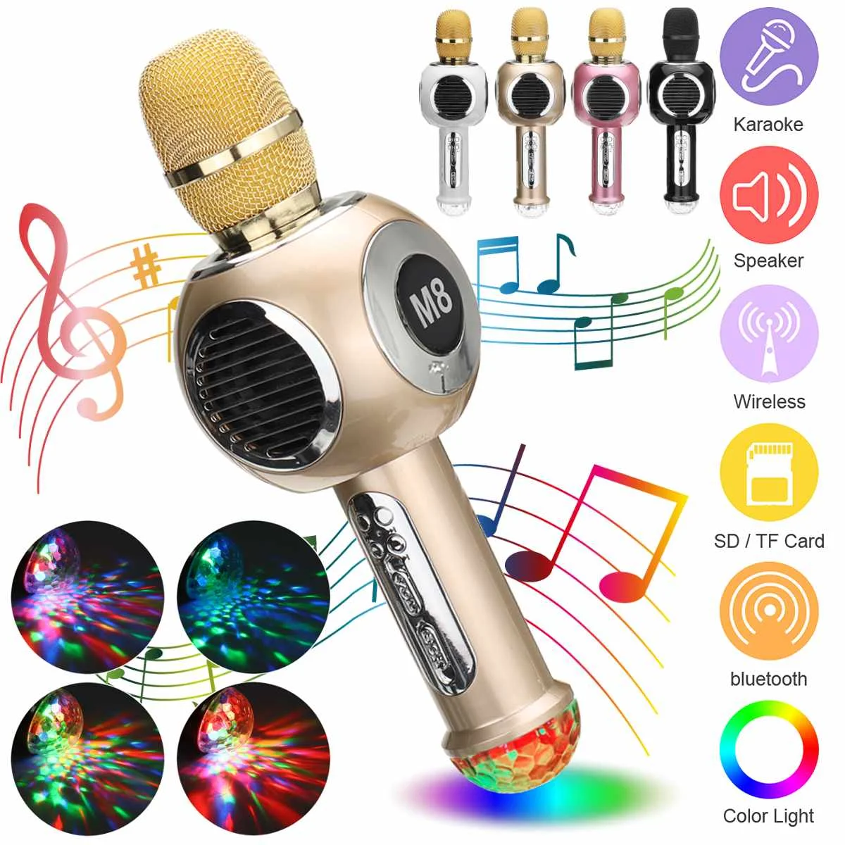 

Bluetooth-микрофон для караоке, беспроводной микрофон, профессиональный динамик, ручной микрофон, проигрыватель для вокала, с рекордером, микро...
