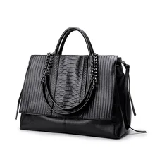 Women Shoulder Bag Designer Handbags 2021 Shoppers Fashion Casual Crocodile Pattern Striped Chain PU Leather Large Capacity Bags