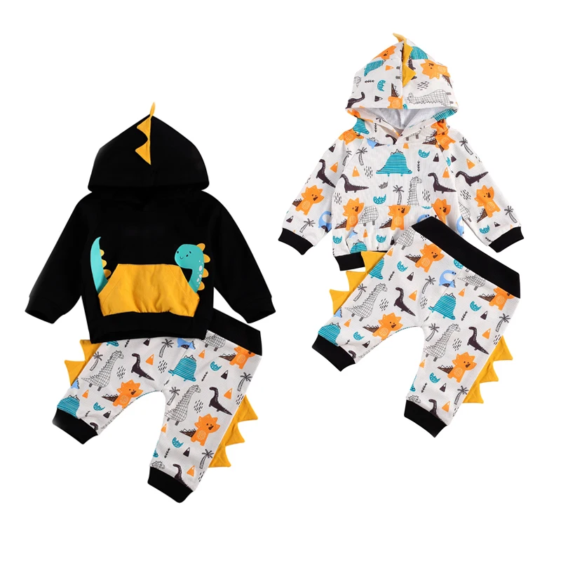 

Baby Hoodie Boys Girls Clothing Sets Cute Warm Toddler Infant Fall Winter Unisex Cotton Outfits Dinosaur-Shape T-Shirt and Pants