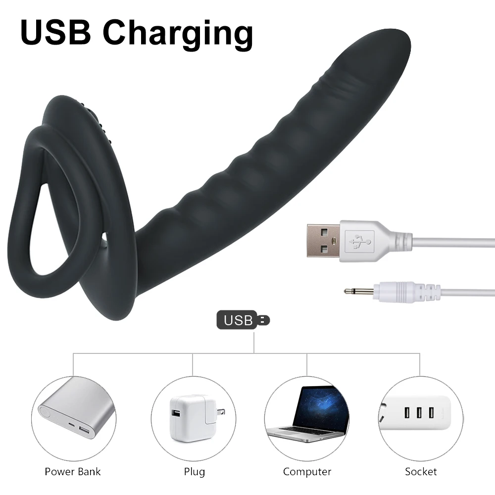 Анальная пробка с двойным проникновением фаллоимитатор вибратор для мужчин