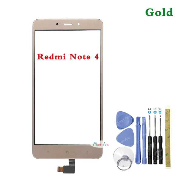 Высокое качество 5,5 ''для Xiaomi Redmi Note 4/Note 4X сенсорный экран дигитайзер сенсор внешняя стеклянная панель объектива Черный Белый Золотой - Цвет: Note4 Gold HaveTool