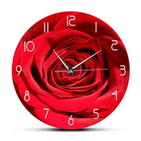 red rose flower print custom name wall clock modern floral bedroom decor personalized gift for her botanical wall art clock