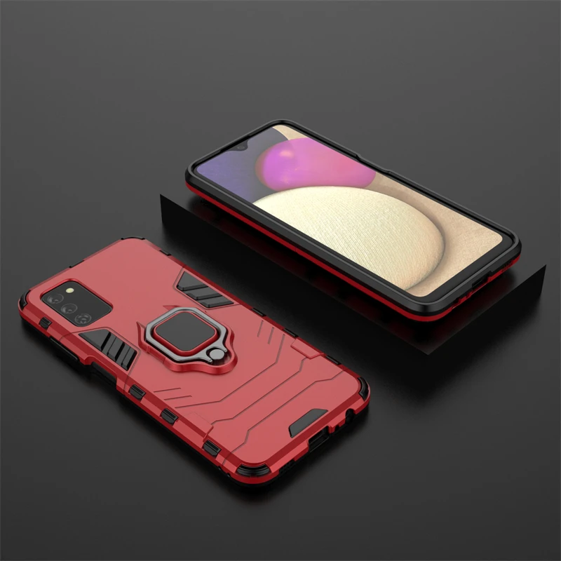 Funda a prueba de golpes para Samsung Galaxy A03S, carcasa con soporte de Anillo para el dedo, carcasa con soporte para Galaxy A03S-2