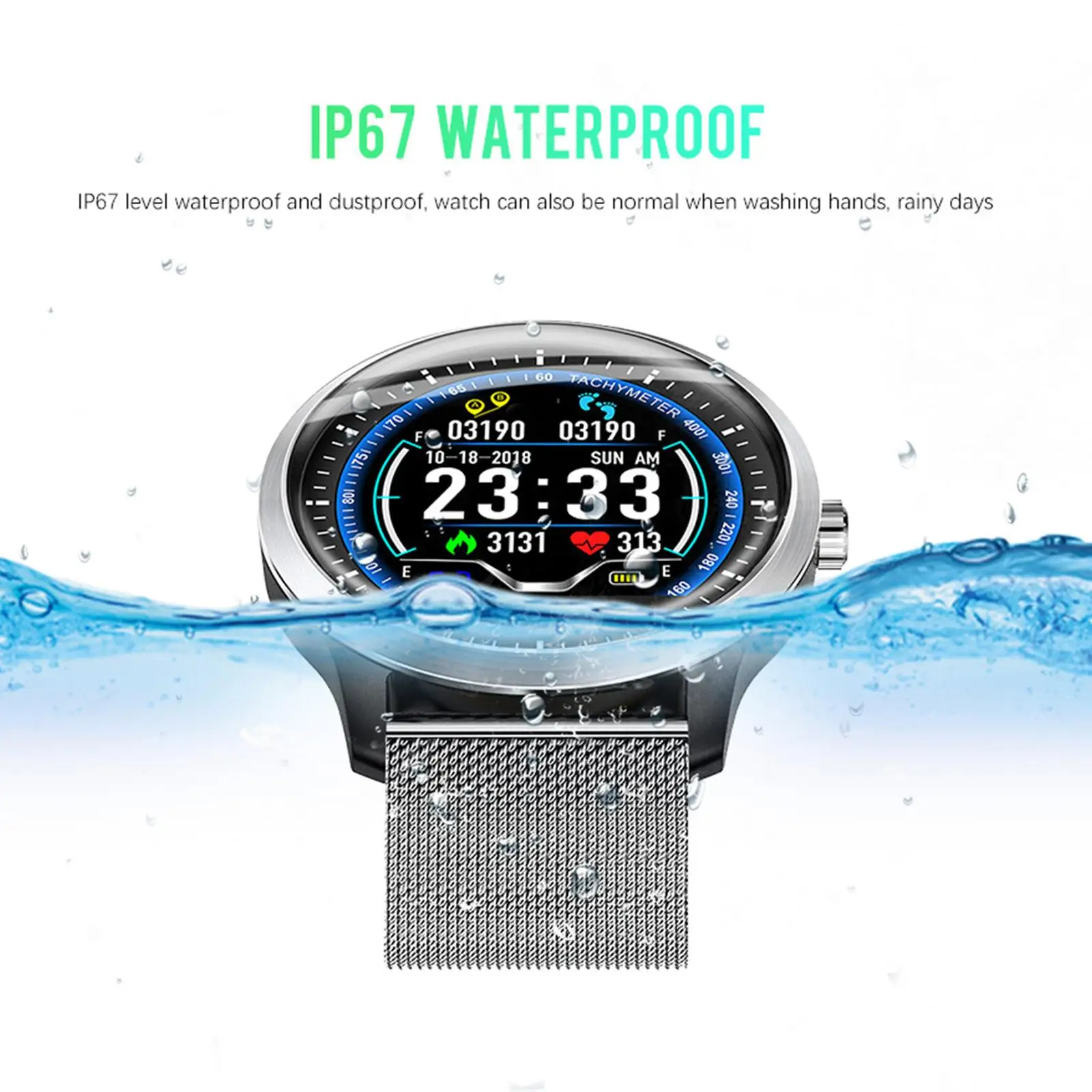 

Life Waterproof Fitness Tracker Bluetooth Smart Watch Blood Pressure Heart Rate Monitor ECG+PPG Sports Watch Phone Mate Bracelet