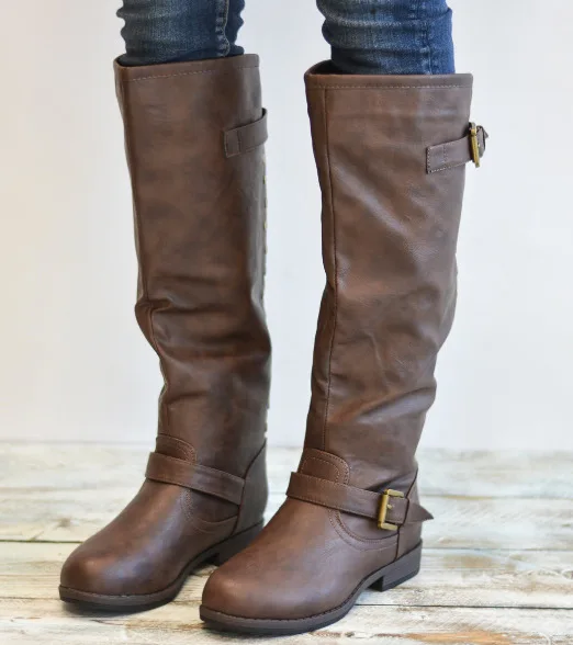 

women's boots belt buckle fashion