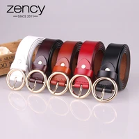 zency luxury brand 100 genuine leather women belts high quality fashion round pin buckle waist belt for jeans black white brown