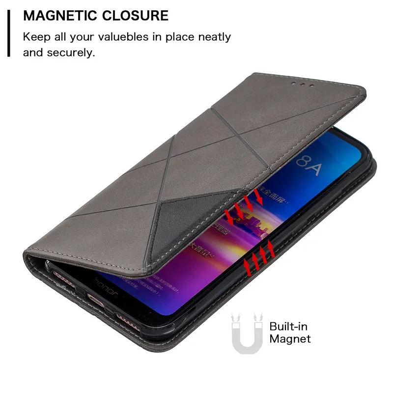 Huawei Y6 Case Magnetic Leather Slim Case na for Huawei Y6 Y 6 Pro Prime Y6Prime Flip Stand Business Phone Cover
