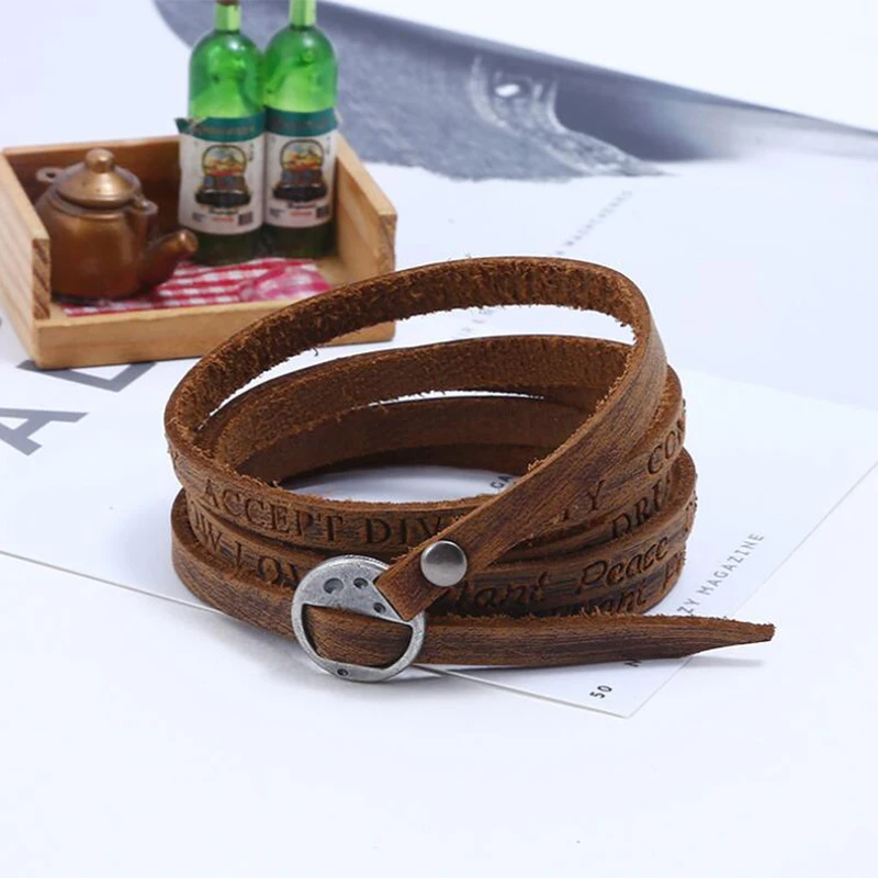 

Men's Braided Rope 2020 Leather Bracelets Surfer Tribal Wrap Multilayer Cuff Wristband Elasticity Black/Brown Bracelet