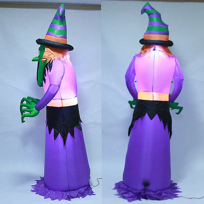 2 4 м гигантская ведьма зомби Хэллоуин украшения светодиодный освещенный