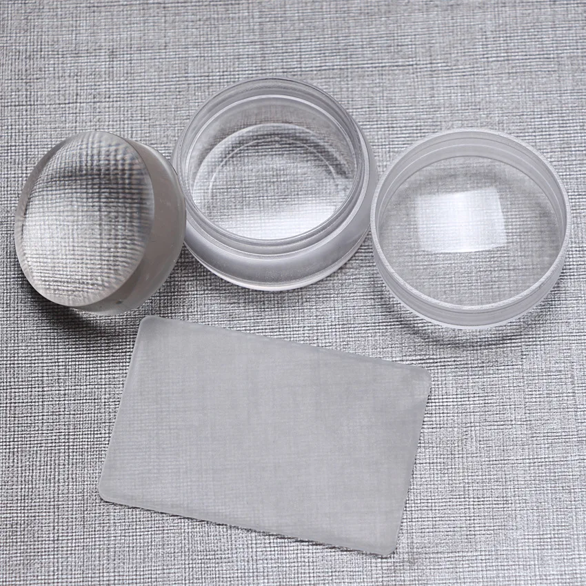 Новое поступление прозрачный желе DIY дизайн ногтей штамповка штамп с крышкой