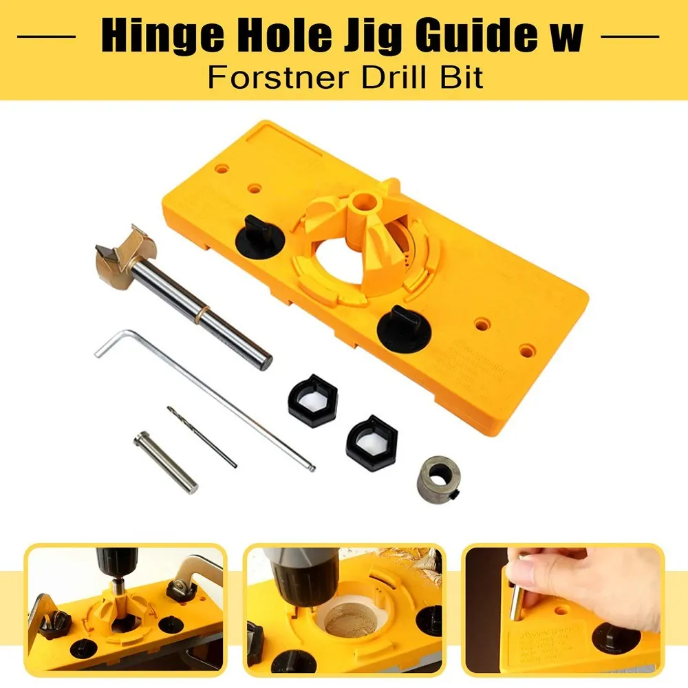 

Cup Style Concealed Hinge Jig Guide Set Boring Hole Template 35mm Forstner Drill