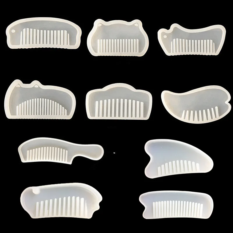 

Прозрачные комбинированные силиконовые формы «сделай сам» для создания украшений, 10 видов гребней, зеркал, УФ-смолы, жидкого силикона, 2021