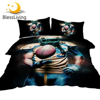 BlessLiving Football Bed Set Balls Sports Duvet Cover Rugby Bedding Set for Teens Fire Bedspreads Dropship Modern Home Textile 1