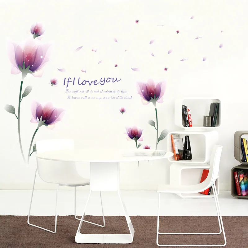 Фиолетовая Роза наклейки на стену виниловая модная Водонепроницаемая Наклейка