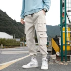 Брюки-карго мужские с карманами, повседневные спортивные штаны, уличная одежда, Джоггеры в японском стиле, стиль хип-хоп