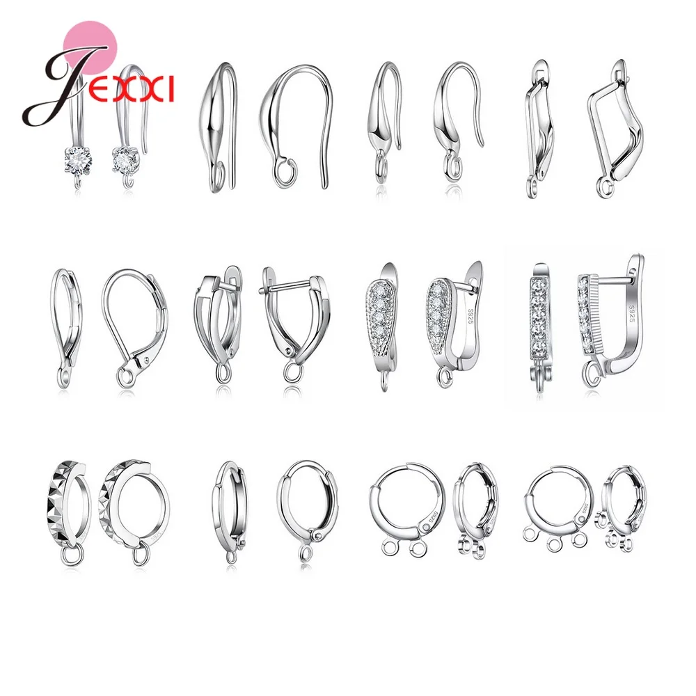 

925 Sterling Silver Hoops Earrings Circle Earwire Jewelry Findings Wires Hoops Earrings Supplies DIY Jewelry Making Accessories