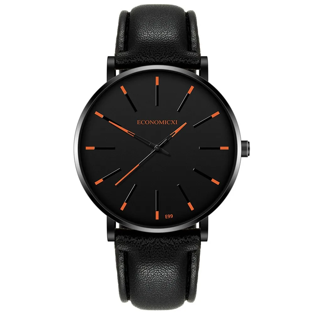 

ECONOMICXI Fashion Luxury Brand Men Watch Military Analog Leather Strap Mens Clock Sport Quartz Wrist Watches relogio masculino