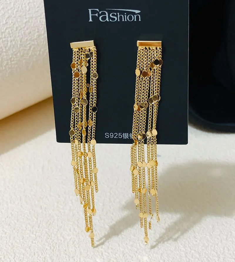 

Tassel long earrings long chain earrings 2020 new anti allergy