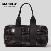mabula circular rhinestone evening clutch bag for women branded designer metal chain crossbody purses diamonds party handbags