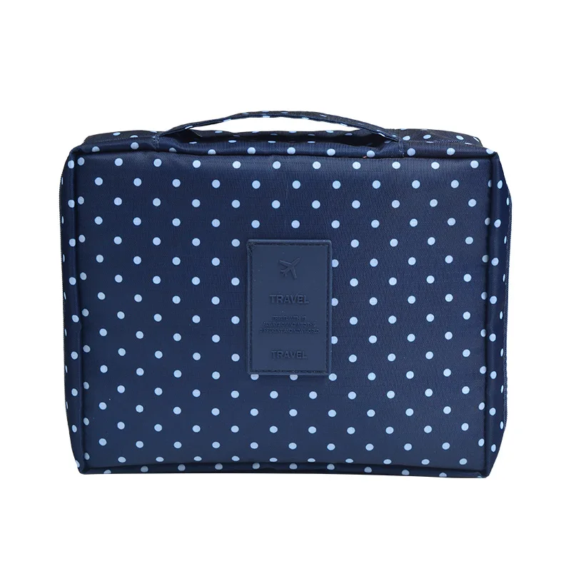 Multifunction Travel Cosmetic Bag Women Makeup Bags Toiletries Organizer Waterproof Female Storage Make Up Cases Wholesale - Цвет: Dark blue dot