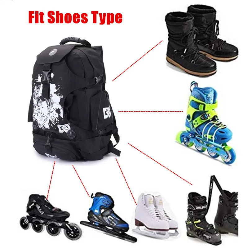 2 Size Roller Skates Backpack Men Inline Skates Skating Shoes Boots Carry Bag Kid Ice Skates Storage Knapsack Outdoor Sports Bag