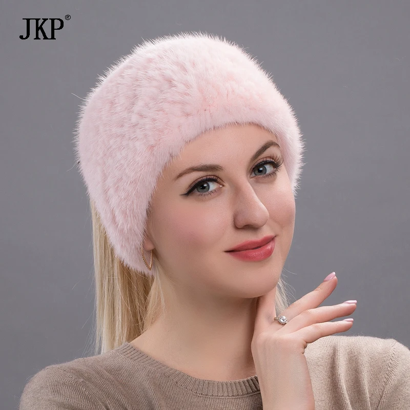 JKP Новые натуральные норковые меховые повязки на голову эластичный шарф настоящий меховой шарф из норки Роскошные модные аксессуары для волос для девочек