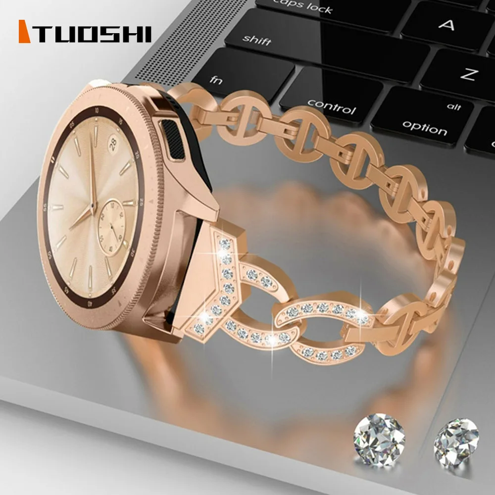 

20mm 22mm Women Diamond Stainless Steel Strap for Huawei Watch 3/3pro 2/2pro Band GT2 46mm 42mm Quick Releas Watchband Bracelet