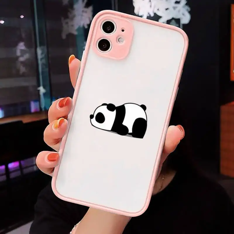 

panda Cartoon cute animal Phone Cases matte transparent For iphone 7 8 11 12 plus mini x xs xr pro max luxury brand cover