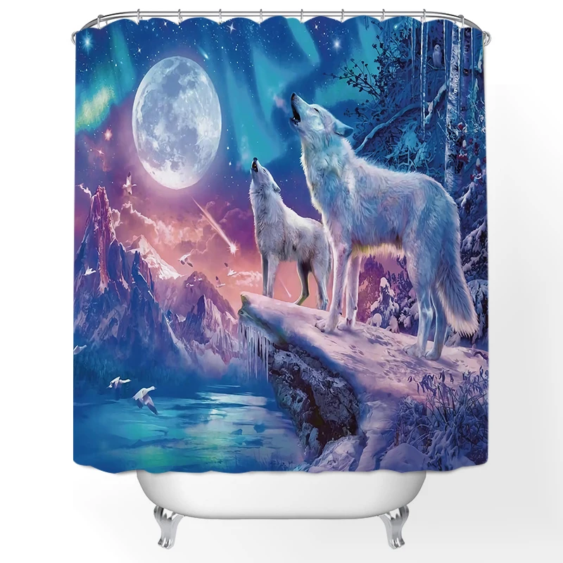 

Beautiful Colorful Moon Floral Printed Shower Curtains Fabric Waterproof Polyester Bath Curtain with Hooks Firanki Tende Kurtyny