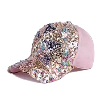 new fashion color sequins baseball caps for female hip hop womens cap snapback sun protection visor summer mesh trucker hat