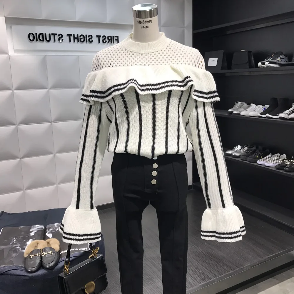 HAMALIEL свитер для подиума с автопортретом топы новинка весна-осень оборками в